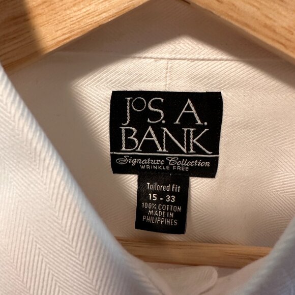 Jos. A. Bank Tailored Fit White Wedding Shirt | Herringbone | Size 15-33 | NWT - Picture 4 of 6